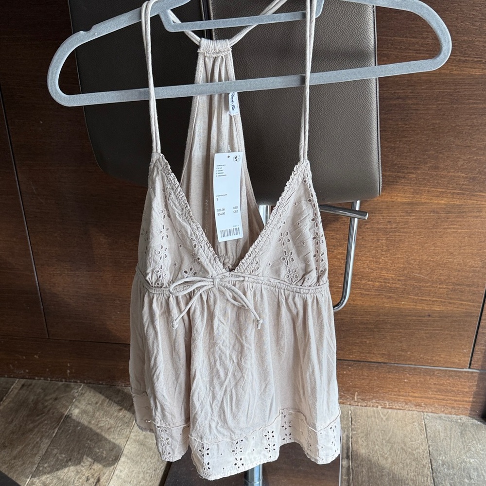 Urban Outfitters Kimchi Blue Beige Lace babydoll top